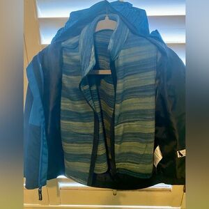 Eddie Bauer Kids Blue Rain Jacket with fully removable fleece lining.